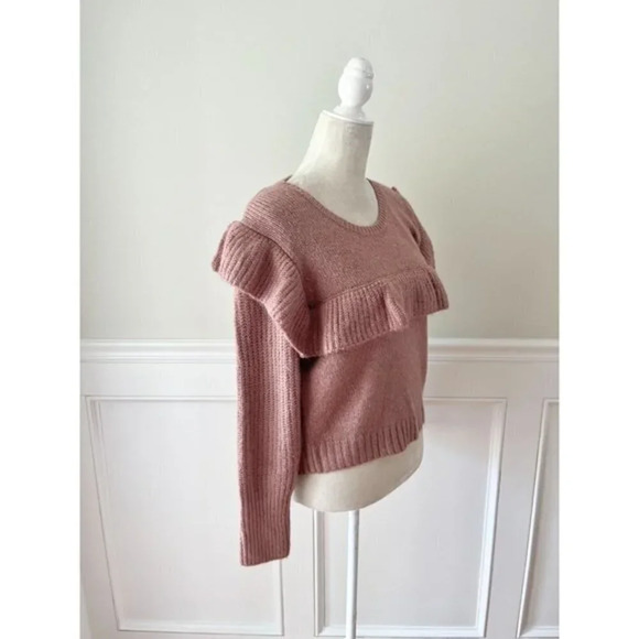 Wild Fable Pink Ruffle Crew Neck Sweater M - Picture 3 of 5